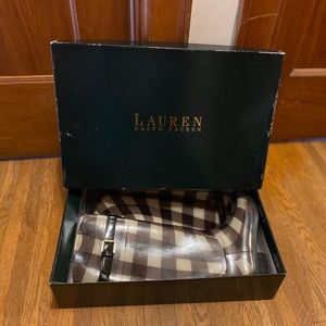 Ralph Lauren tall brown plaid rain boots